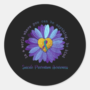 Daisy Be Kind Suicide Prevention Awareness Teal An Classic Round Sticker