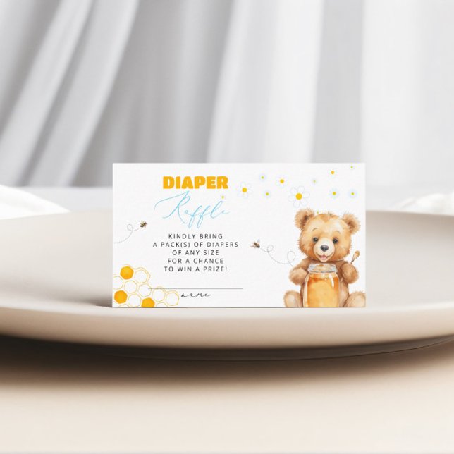 Daisy Bear Diaper Raffle Girl Baby Shower  Enclosure Card (Creator Uploaded)