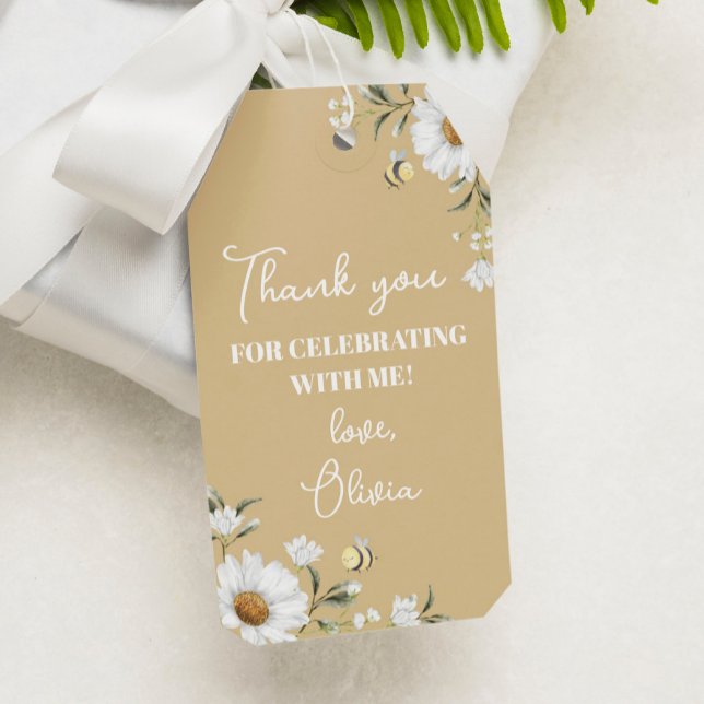 Daisy Bee Birthday Thank You Tag (Creator Uploaded)