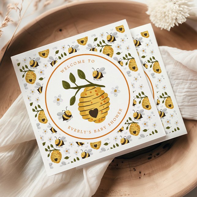 Daisy Beehive Bumblebee Bee Baby Shower Napkin (Creator Uploaded)
