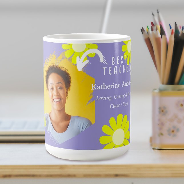 Daisy Best Teacher Photo Lilac Coffee Mug (Daisy Best Teacher Lilac Coffee Mug.)