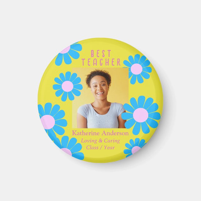Daisy Best Teacher Photo Yellow  Magnet (Front)