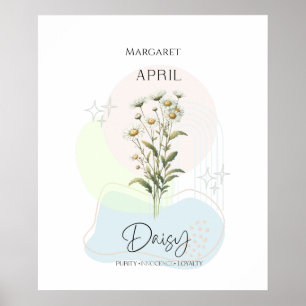 Daisy Birth Flower for April Poster