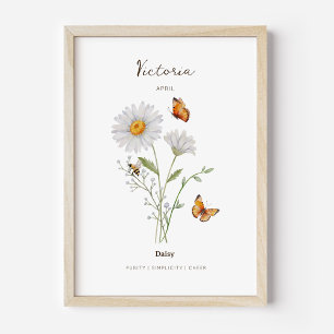 Daisy Birth Month Flower Poster