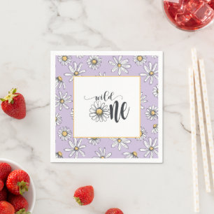 Daisy Birthday Napkin - Wild One - Purple