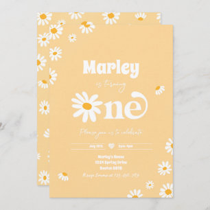 Daisy Birthday Party Bohemian Floral 1st Birthday Invitation