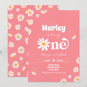 Daisy Birthday Party Bohemian Floral 1st Birthday  Invitation