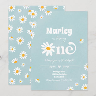 Daisy Birthday Party Bohemian Floral 1st Birthday  Invitation