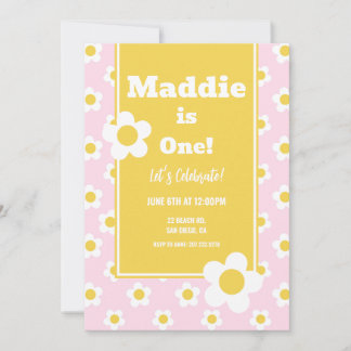 Daisy Birthday Party Bohemian One 1st Birthday Invitation