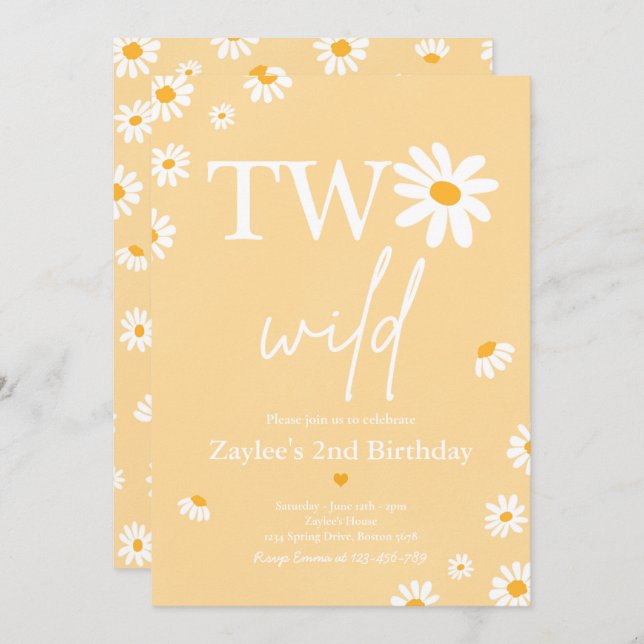 Daisy Birthday Party Bohmian Two Wild 2nd Birthday Invitation (Front/Back)