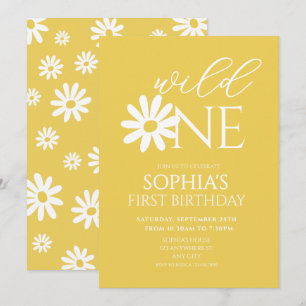 Daisy Birthday Party Bohmian Wild One 1st Birthday Invitation