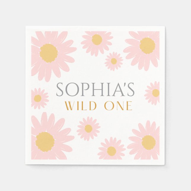 Daisy Birthday Party Bohmian Wild One 1st Birthday Napkin (Front)