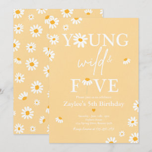 Daisy Birthday Party Bohmian Young Wild And Five Invitation