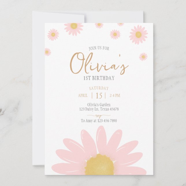 Daisy birthday party boho floral any age invitation (Front)