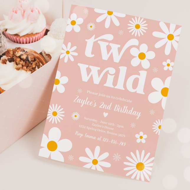 Daisy Birthday Party Boho Two Wild 2nd Birthday Invitation (Creator Uploaded)