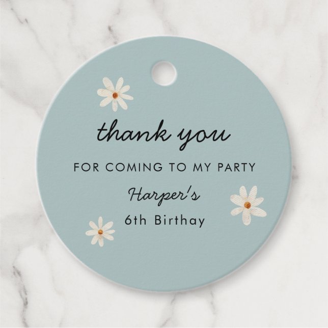 Daisy Birthday Party  Favour Tags (Front)