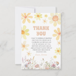 Daisy Birthday Party Thank You Card