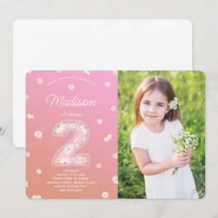 Daisy Birthday Photo Invitation