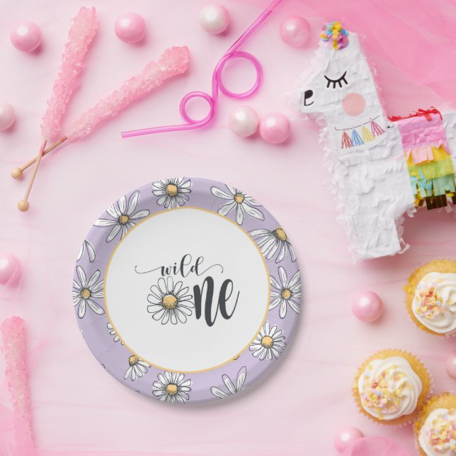 Daisy Birthday Plate - Wild One - Purple (Party)