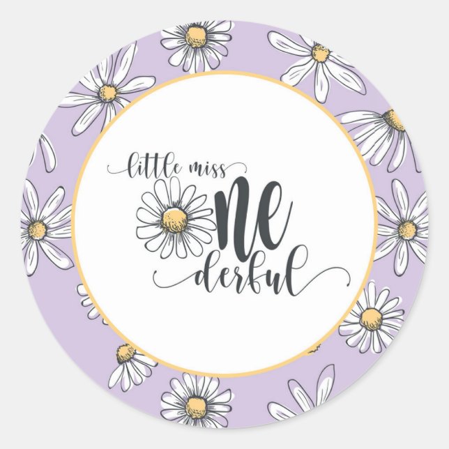 Daisy Birthday Sticker - Little Miss ONEderful - P (Front)