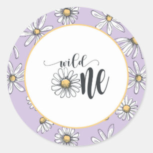 Daisy Birthday Sticker - Wild One - Purple