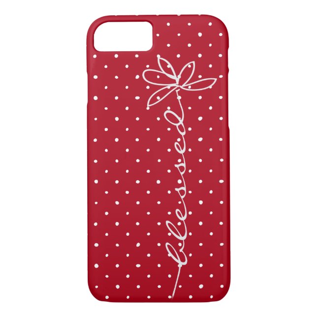 daisy blessed text on red with white polka dots Case-Mate iPhone case (Back)