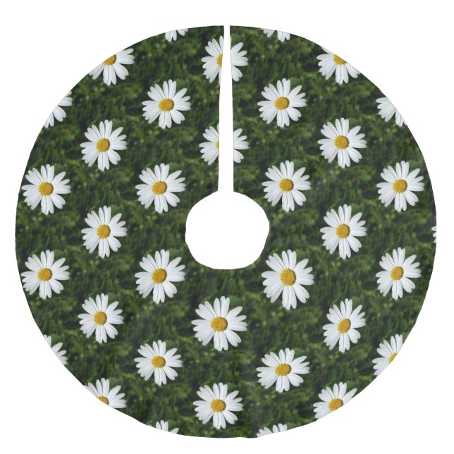 Daisy Bloom seamless pattern + your ideas Brushed Polyester Tree Skirt (Front)