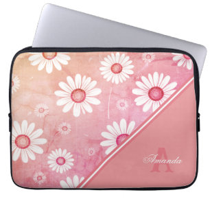 Daisy Blooms: Minimalist Floral Pattern Laptop Sleeve