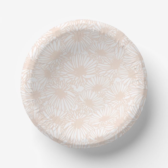 Daisy Blooms - Pale Peach Paper Plate (Front)