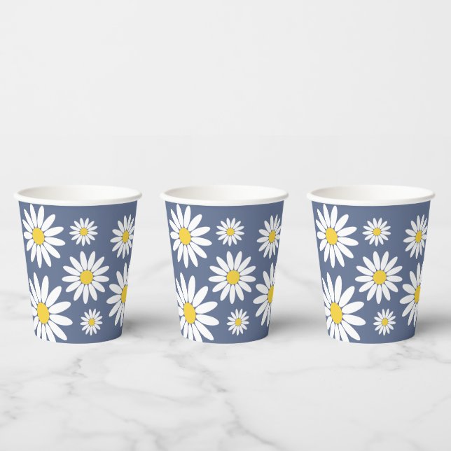 Daisy Blue Backgroud Paper Cups (Multi)
