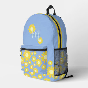 Daisy Blue Green Printed Backpack