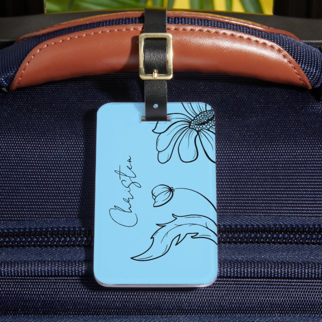 Daisy blue Luggage Tag (Front Insitu 2)