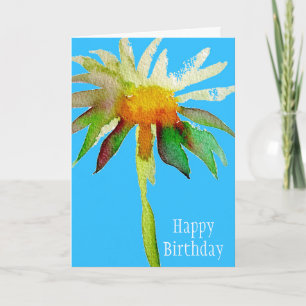 Daisy Blue Modern Art flower birthday Thank You Card