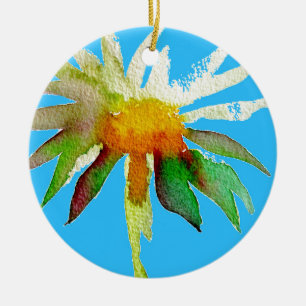 Daisy Blue Modern Art flower Ceramic Tree Decoration