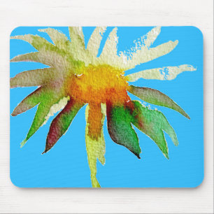Daisy Blue Modern Art flower Mouse Mat
