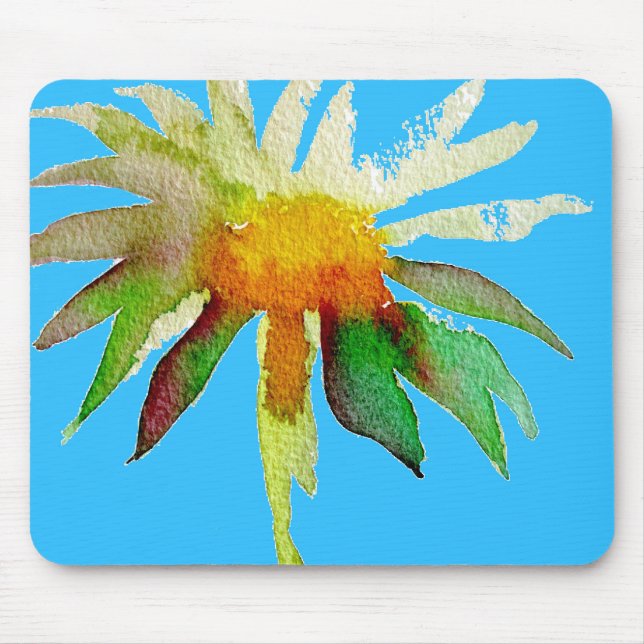 Daisy Blue Modern Art flower Mouse Mat (Front)