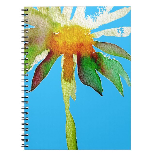 Daisy Blue Modern Art flower Notebook (Front)