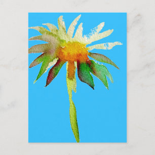 Daisy Blue Modern Art flower Postcard