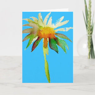 Daisy Blue Modern Art flower Thank You Card