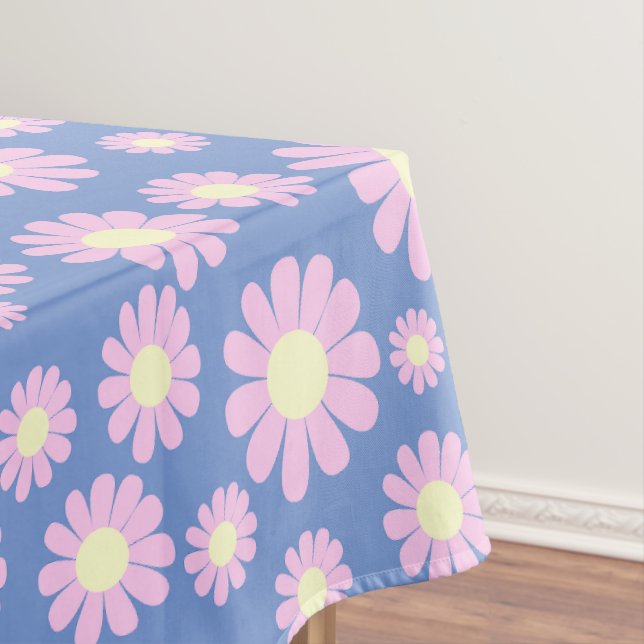 Daisy Blue Pink Tablecloth (In Situ)