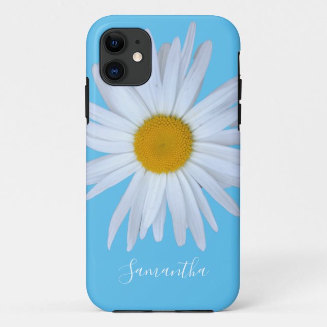 Daisy Blue White Script Case-Mate iPhone Case (Back)