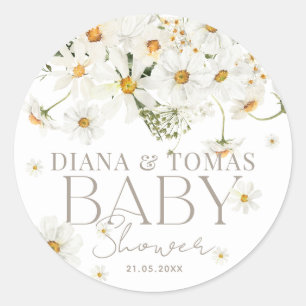 Daisy Boho Baby in Bloom Shower  Classic Round Sticker