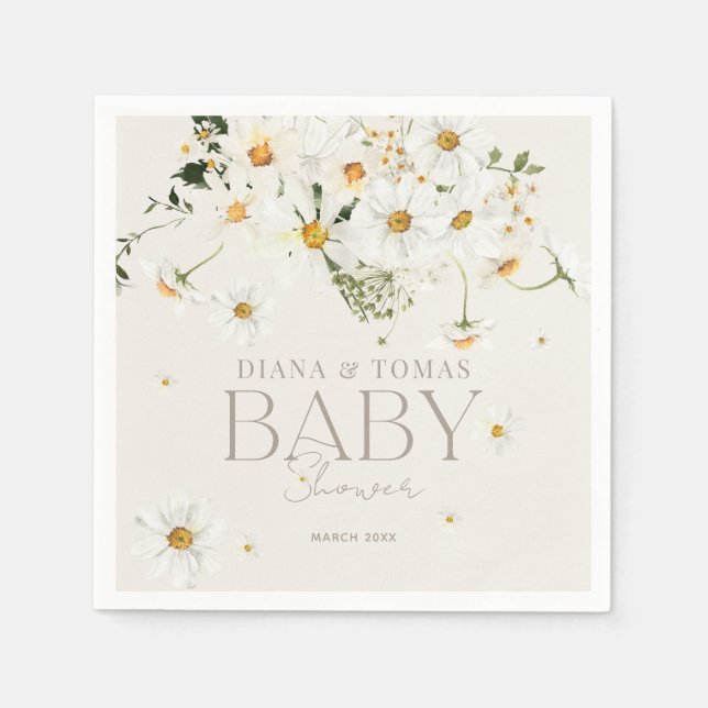 Daisy Boho Baby in Bloom Shower  Napkin (Front)