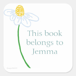 Daisy bookplate square sticker