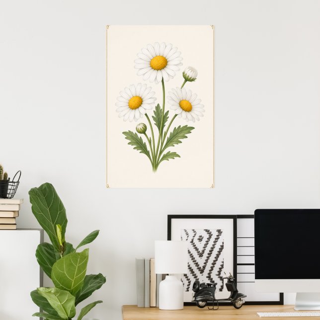  Daisy Botanical, April Birth Flower Wall art (Home Office)