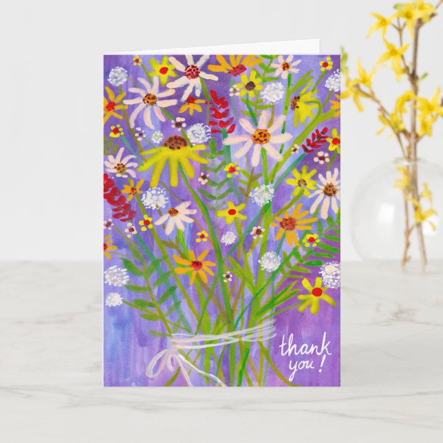 Daisy Bouquet Customise it! THANK YOU Card (Yellow Flower)