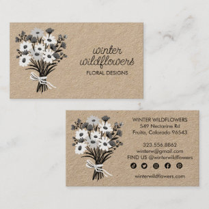 Daisy Bouquet Elegant Charming Social Icons Kraft Business Card