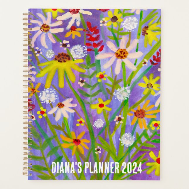 Daisy Bouquet Flowers Blooms Floral Purple CUSTOM Planner (Front)