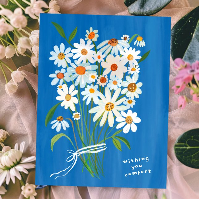 Daisy Bouquet Gouache Condolences Sorry for Loss Postcard (Daisy Bouquet Gouache Condolences Sorry for Loss Comfort Love Postcard
)