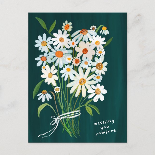 Daisy Bouquet Gouache Condolences Sorry for Loss Postcard (Front)